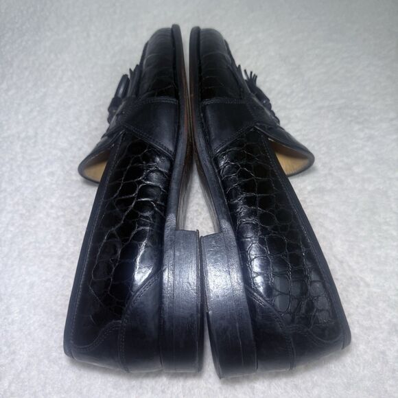 Johnston Murphy Men’s Black  Cellini Black Gator Print Tassel Loafer Shoe 8.5M - Picture 6 of 8